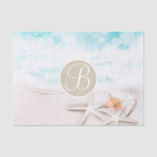 Strand Zeester Elegante Monogram Letter Initiaal Tissuepapier