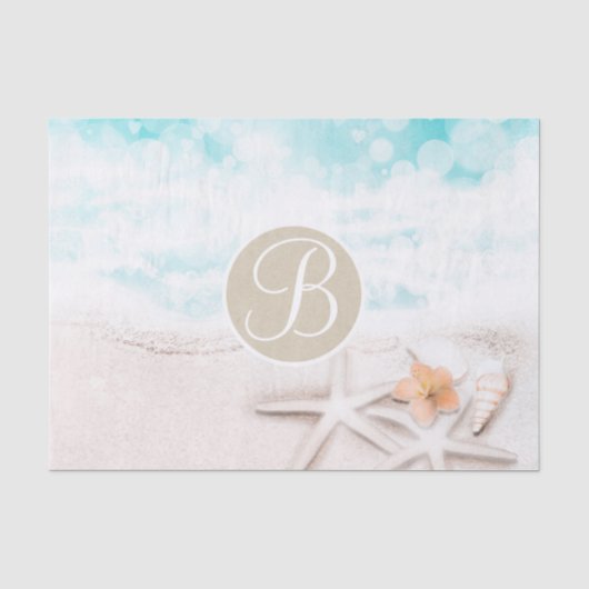 Strand Zeester Elegante Monogram Letter Initiaal Tissuepapier (Voorkant)