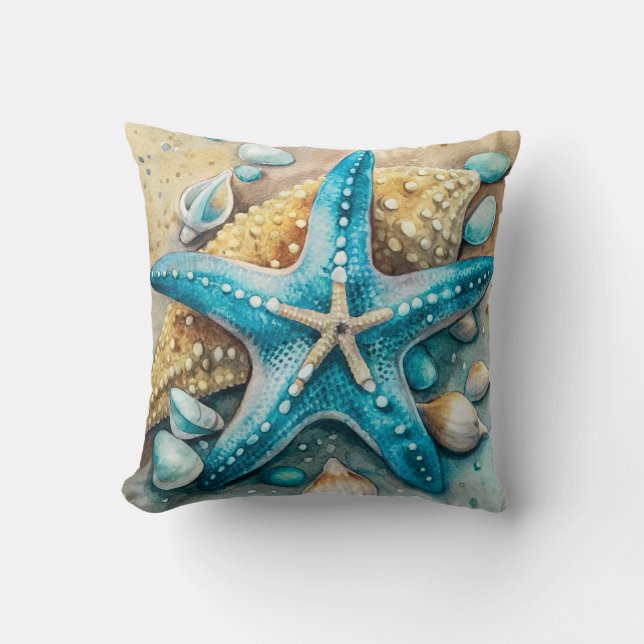 Strand Zeester en Krab Kussen (Voorkant)