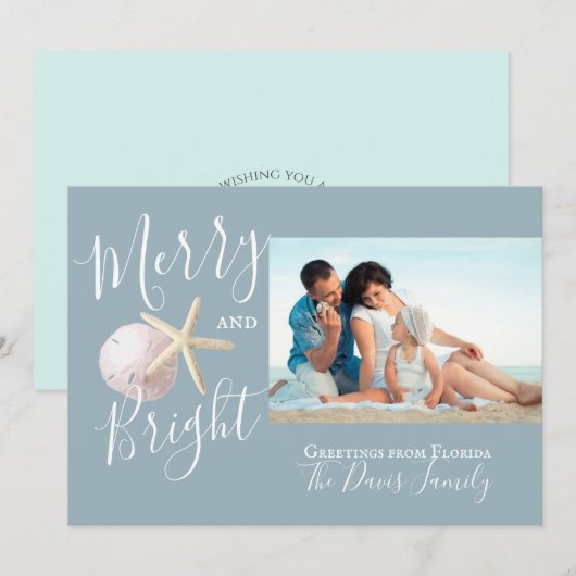 Strand Zeester en Zand Dollar Foto Feestdagenkaart (Voorkant / Achterkant)