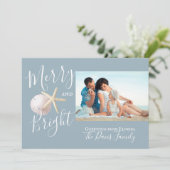 Strand Zeester en Zand Dollar Foto Feestdagenkaart (Staand voorkant)