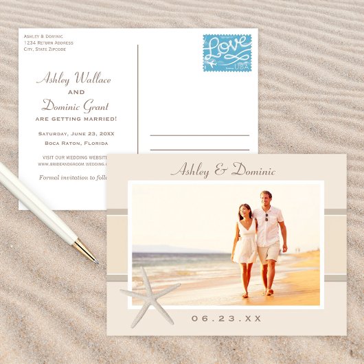Strand Zeester Foto Save the Date Aankondigingskaart