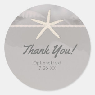 Strand Zeester Grijs Chic Elegant Trouwcadeau Ronde Sticker