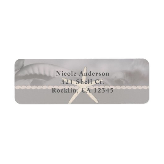 Strand Zeester Grijs Chic Elegante Uitnodiging Etiket (Voorkant)