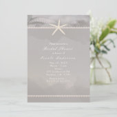 Strand Zeester Grijs Chic Elegante Uitnodigingen (Staand voorkant)
