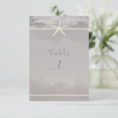 Strand Zeester Grijs Chic Tafel Nummerkaart Kaart (Staand voorkant)