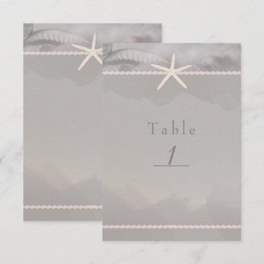 Strand Zeester Grijs Chic Tafel Nummerkaart Kaart (Voorkant / Achterkant)