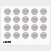 Strand Zeester Grijs Chique Elegant Bruiloft Favor Ronde Sticker (Vel)