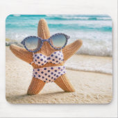 Strand Zeester Het dragen van een bikini Muismat (Voorkant)