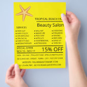 Strand Zeester, Kapper, Schoonheidssalon Advertent Flyer (Hand)