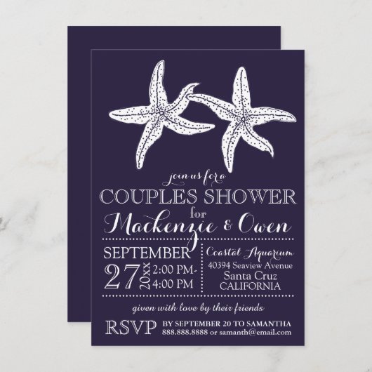 Strand Zeester Koppels Trouwen Vrijgezellenfeest Kaart (Voorkant / Achterkant)