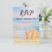 Strand, Zeester,Schelp RSVP Kaart (Staand voorkant)