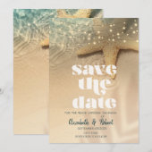 Strand Zeester Slingerlichten Save The Date (Voorkant / Achterkant)
