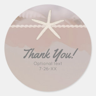 Strand Zeester Taupe Chic Elegant Trouwcadeau Ronde Sticker