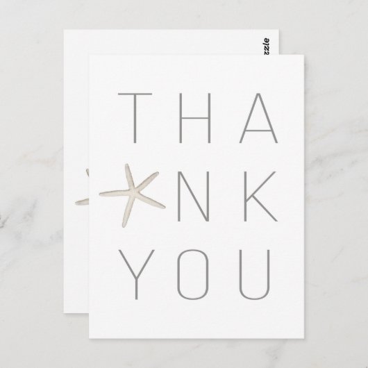 Strand Zeester Wit Minimaal Elegant Dank u Briefkaart (Voorkant / Achterkant)