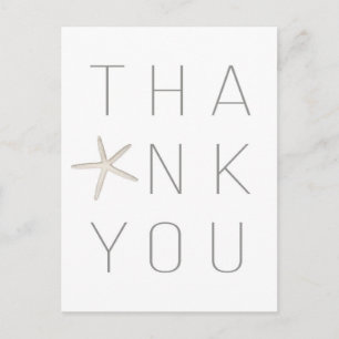 Strand Zeester Witte Minimalistische Elegante Dank Briefkaart