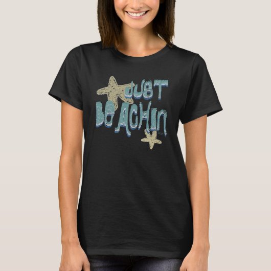 Strand Zeester Zwart  T-shirt (Voorkant)