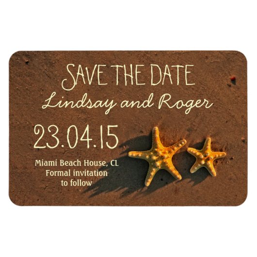 strand zeesterren paar opslaan de datum magneten (Horizontaal)