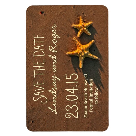 strand zeesterren paar opslaan de datum magneten (Verticaal)