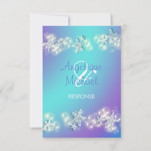 Strand zeesterren rsvp reactie bruiloft (Voorkant)