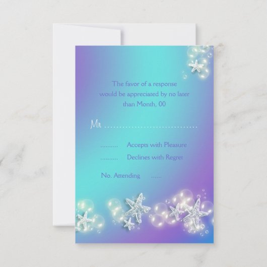 Strand zeesterren rsvp reactie bruiloft (Achterkant)