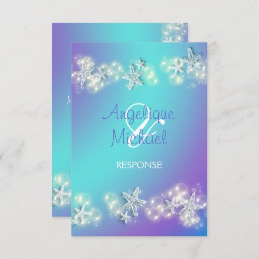 Strand zeesterren rsvp reactie bruiloft (Voorkant / Achterkant)