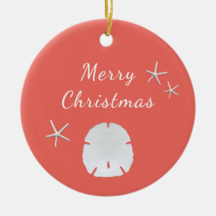 Strand Zeesterren Zand Dollar Perzik Kerstmis Keramisch Ornament