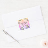 Strand Zeestervis Kaars Seahorse Pastel Vierkante Sticker (Envelop)