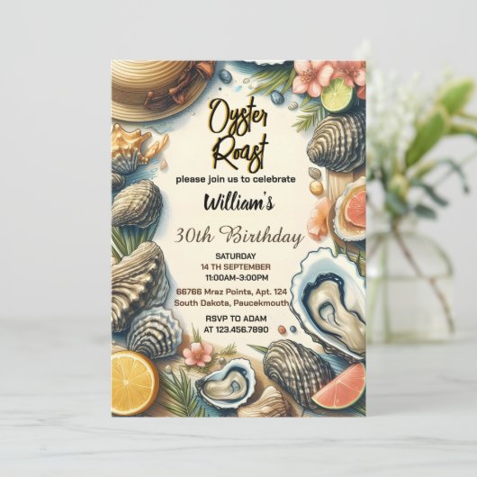 Strand Zeevruchten parel oester gebraden 30e verja Kaart (Staand voorkant)