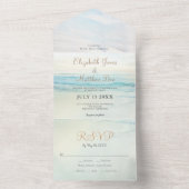 Strand Zeezicht Zonsopgang Trouwen All In One Uitnodiging (Binnen)