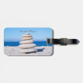 Strand, Zen Stenen,Gouden Boom Silhouet Bagagelabel (Achterkant horizontaal)