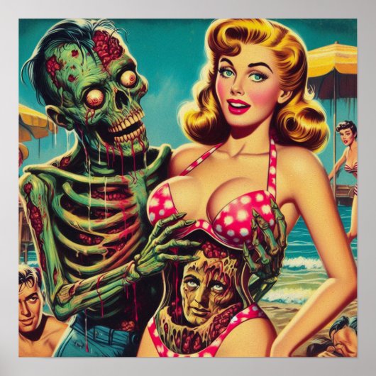 strand zombie meisje poster (Voorkant)