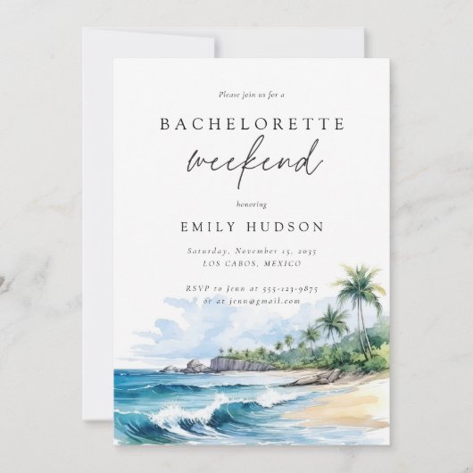 Strand Zomer Bachelorette Weekend Route Kaart (Voorkant)