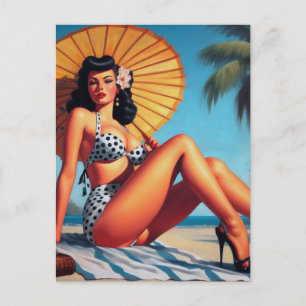 Strand Zomer Classic Pin Up Briefkaart