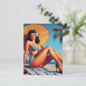 Strand Zomer Classic Pin Up Briefkaart (Staand voorkant)