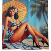 Strand Zomer Classic Pin Up Douchegordijn (Voorkant)