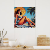 Strand Zomer Classic Pin Up Poster (Keuken)