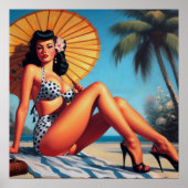 Strand Zomer Classic Pin Up Poster (Voorkant)
