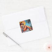 Strand Zomer Classic Pin Up Vierkante Sticker (Envelop)