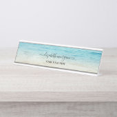 Strand Zomer Gepersonaliseerde Aqua Blue Ocean Ele Bureau Naambordje (Voorkant)