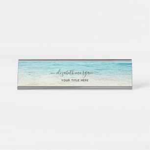 Strand Zomer Gepersonaliseerde Aqua Blue Ocean Ele Bureau Naambordje