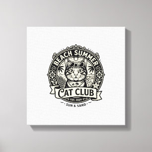 Strand Zomer Kat Grappige Kat Grafisch - Strand Zo Canvas Afdruk