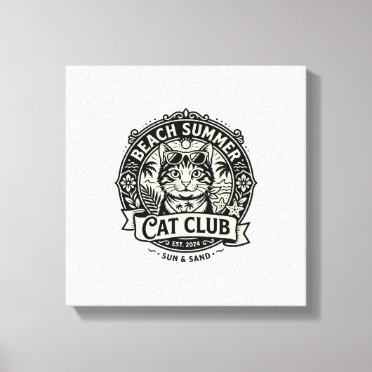 Strand Zomer Kat Grappige Kat Grafisch - Strand Zo Canvas Afdruk (Voorkant)