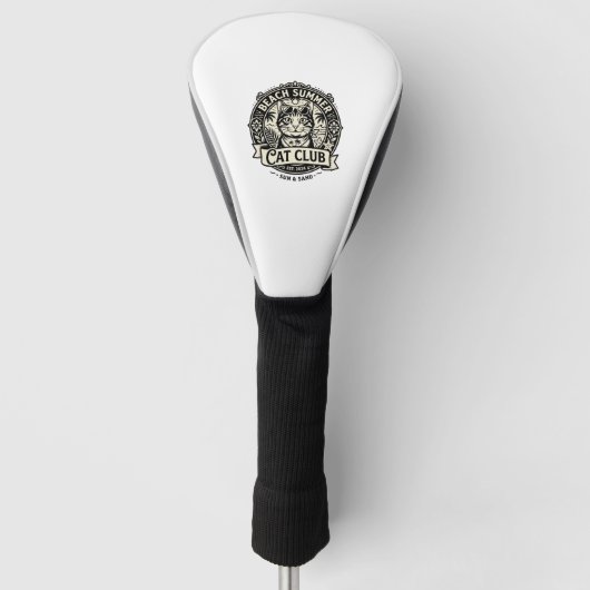 Strand Zomer Kat Grappige Kat Grafisch - Strand Zo Golfheadcover (Voorkant)