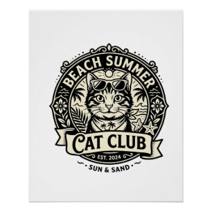 Strand Zomer Kat Grappige Kat Grafisch - Strand Zo Perfect Poster