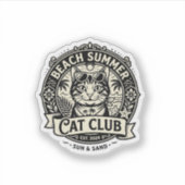 Strand Zomer Kat Grappige Kat Grafisch - Strand Zo Sticker (Voorkant)