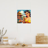  strand zomer meisje poster (Keuken)