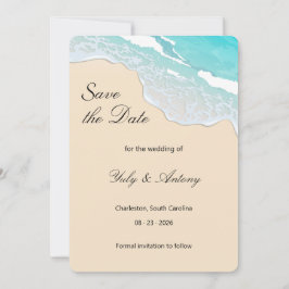 Strand Zomer Moderne Kust Huwelijksherinnering Save The Date