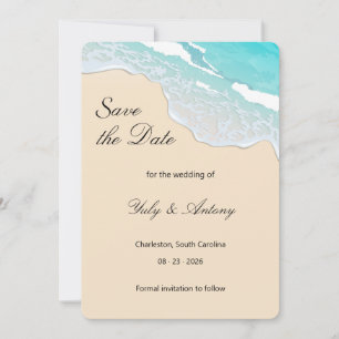 Strand Zomer Moderne Kust Huwelijksherinnering Save The Date