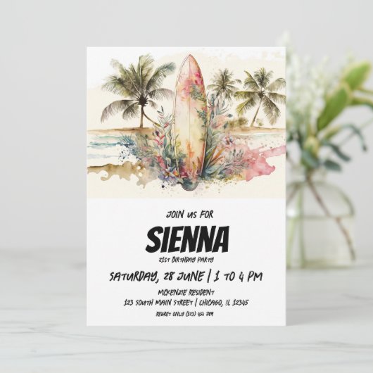 Strand Zomer Party uitnodiging (Staand voorkant)